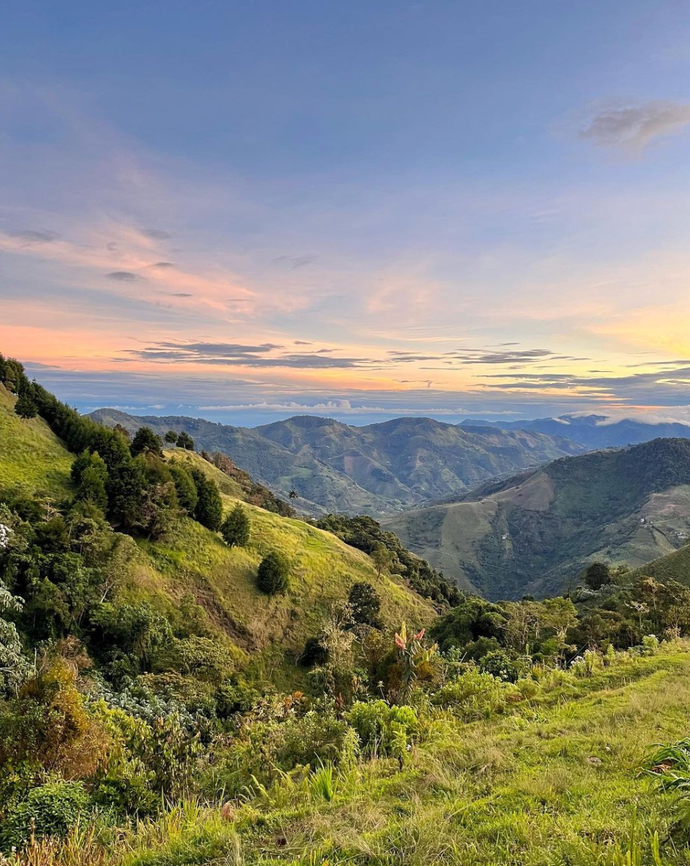 Mountains of Colombia near coffee farm.